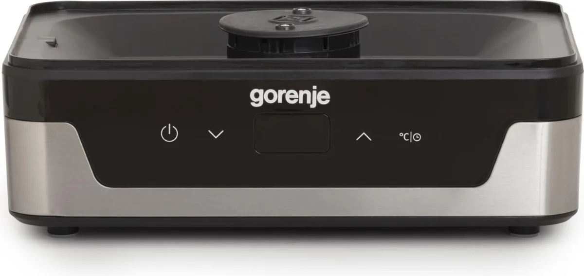 Сушилка для продуктов Gorenje, мощность 230 Вт, 5 поддонов по 28 см, диаметр 29 см, максимальная температура 75°C, электронное управление, белый цвет