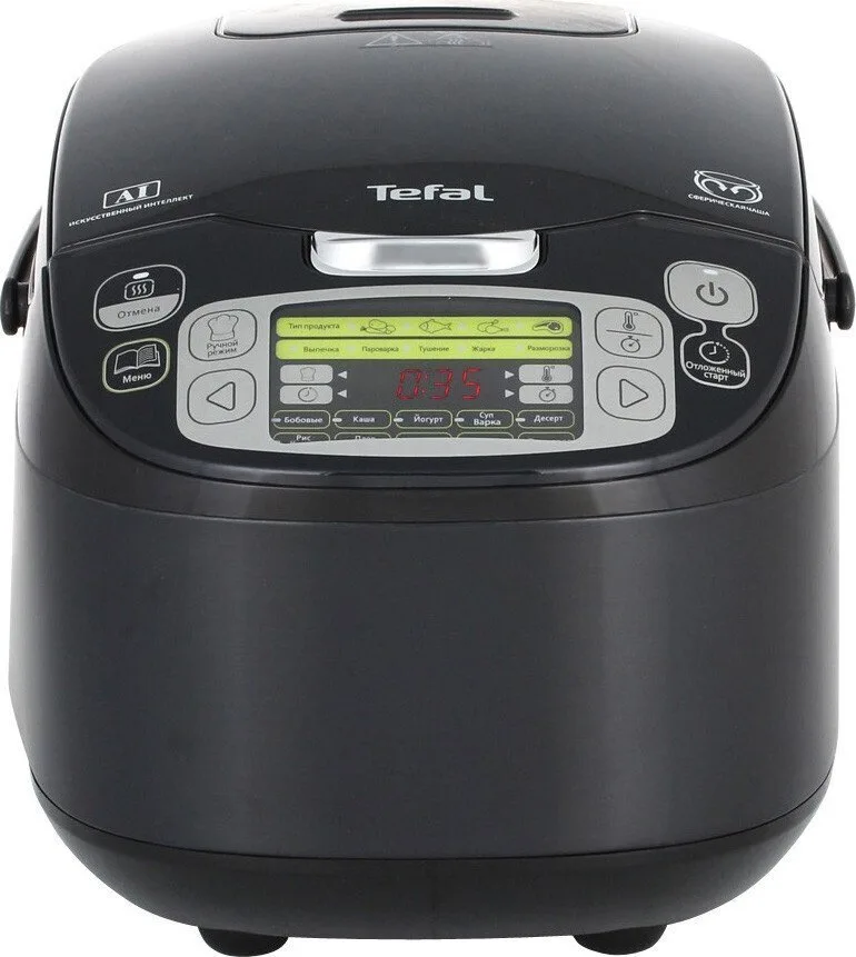 Мультиварка Tefal з інтелектуальним управлінням, 750 Вт, об'єм 5 л, електронне керування, пластиковий корпус, чорний.