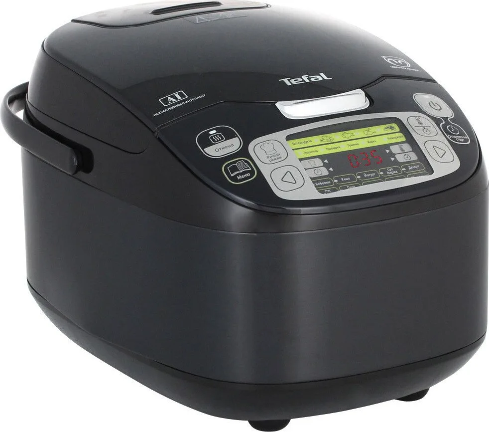 Мультиварка Tefal з інтелектуальним управлінням, 750 Вт, об'єм 5 л, електронне керування, пластиковий корпус, чорний.