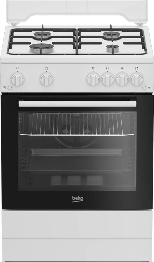 Газова плита Beko, 64 л, 60x60 см, з таймером, біла.