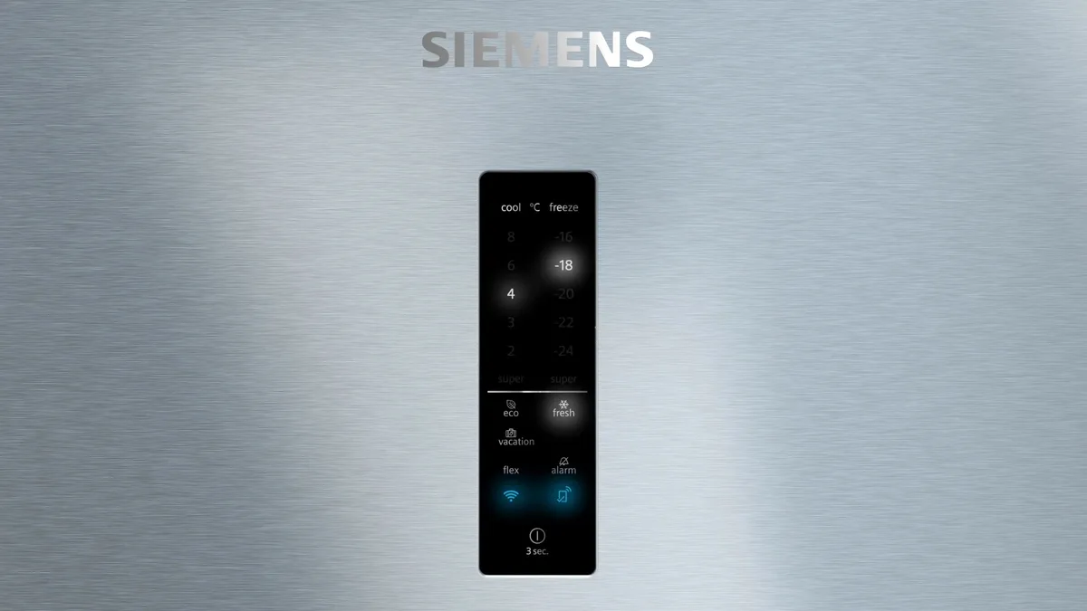 Холодильник Siemens з нижнім морозильником, 186x75x78 см, об'єм холодильного відділу - 357 л, об'єм морозильного відділу - 169 л,