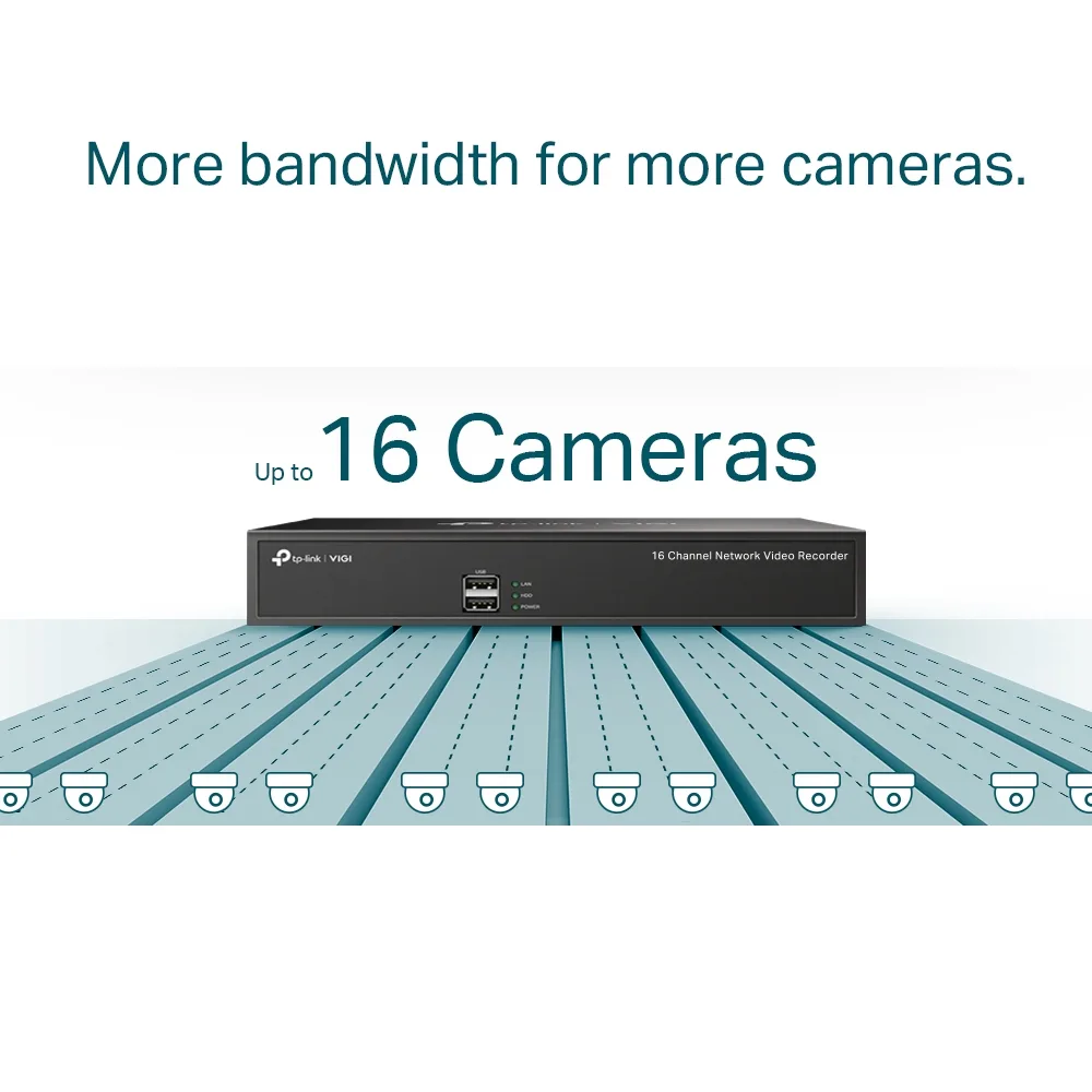 IP-Відеореєстратор TP-LINK VIGI NVR1016H 16 каналів, 2xUSB, H265+, 1xHDD, до 10 ТБ