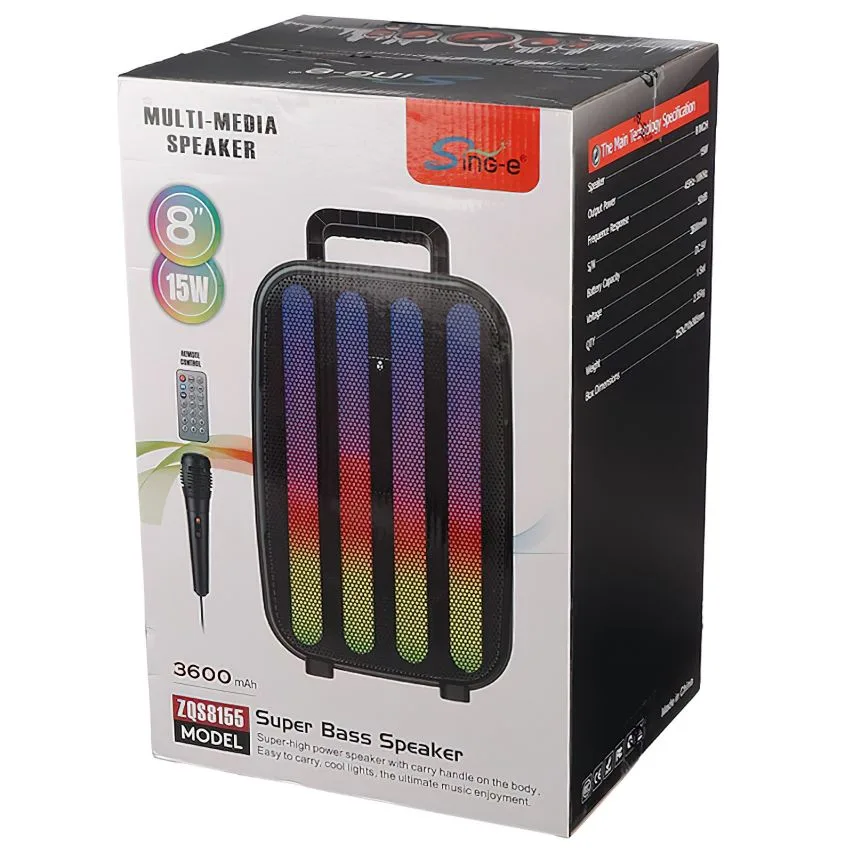 Портативна колонка 15W Bluetooth 3600mAh 203мм Чорна