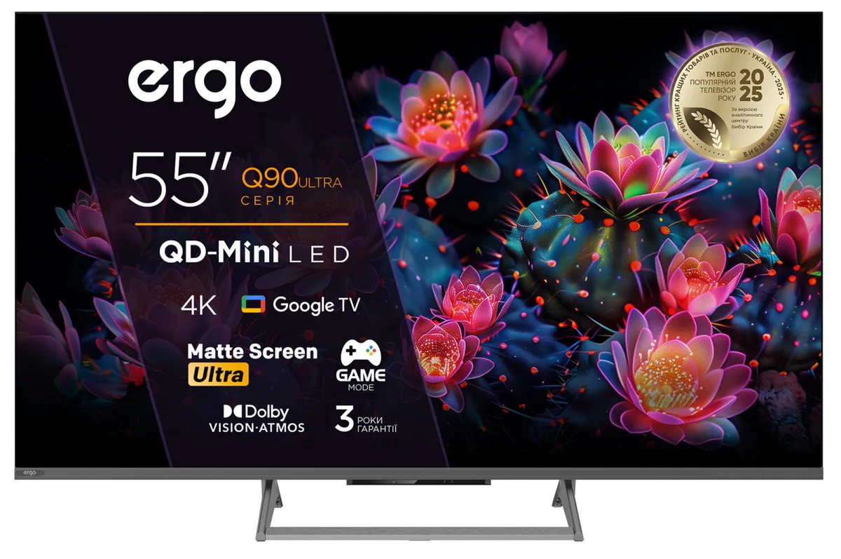 Телевізор ERGO QD-Mini LED 55 дюймів Титановий 4K