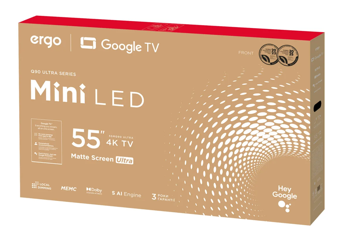 Телевізор ERGO QD-Mini LED 55 дюймів Титановий 4K