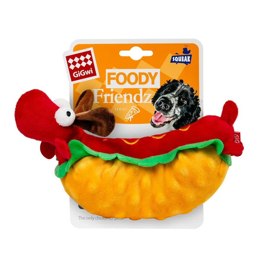 Іграшка для собак Хот-Дог з пищалкою 24 см текстиль плюш GiGwi Foody Friends