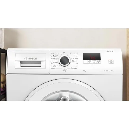 Пральна машина Bosch фронтального завантаження, 7 кг, 1200 об/хв, клас енергоефективності A, ширина 59 см, з дисплеєм, біла.