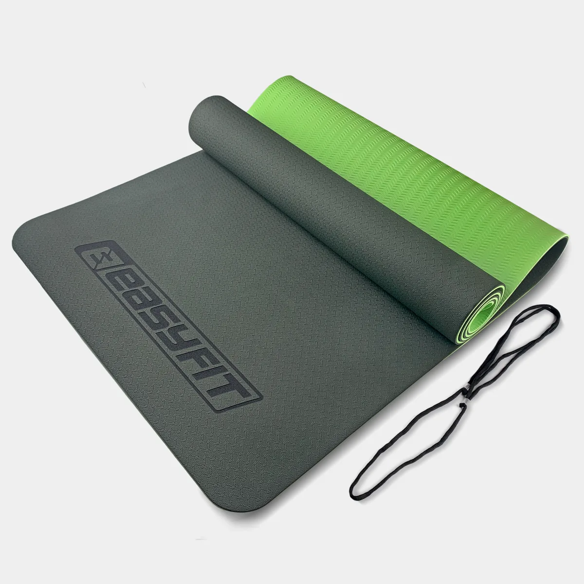 Килимок для йоги EasyFit TPE 183х61 см чорний-зелений 6 мм
