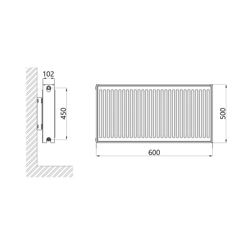 Радіатор сталевий 500х600 1149 Вт бічне підключення білий