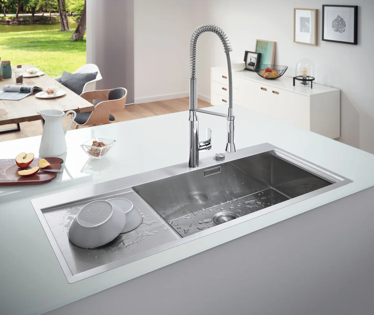 Мийка кухонна Grohe Нержавіюча сталь 1160х520 мм з крилом для посуду