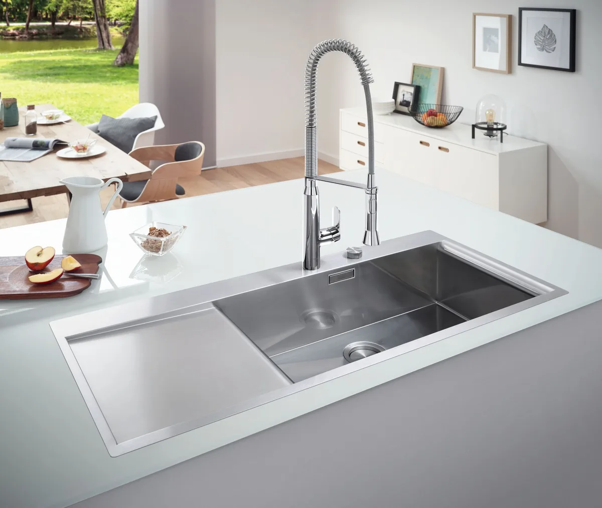 Мийка кухонна Grohe Нержавіюча сталь 1160х520 мм з крилом для посуду