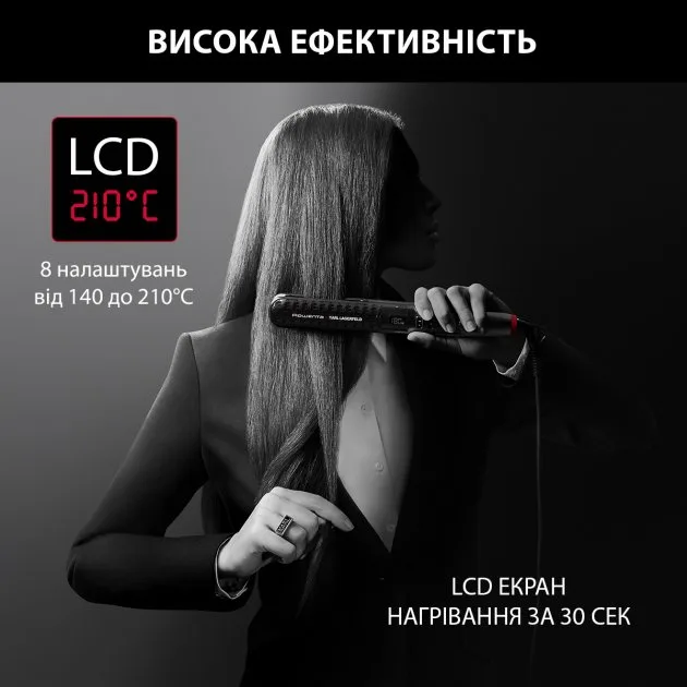 Випрямляч Rowenta x Karl Lagerfeld K/Pro Stylist: 8 температурних режимів (140-210°C), дисплей, іонізація.