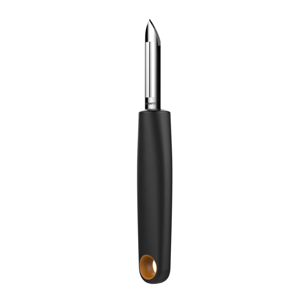 Овочечистка вертикальна Fiskars Functional Form, 26.7 см, з нержавіючої сталі та пластику, чорного кольору.