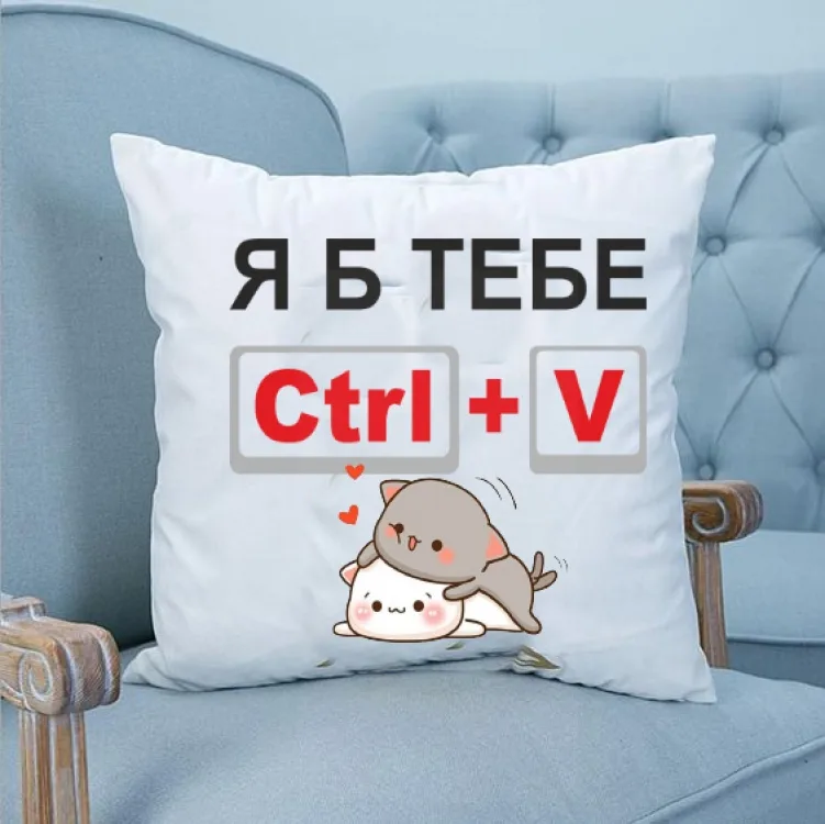 Подушка велюр 35х35 см біла з принтом
