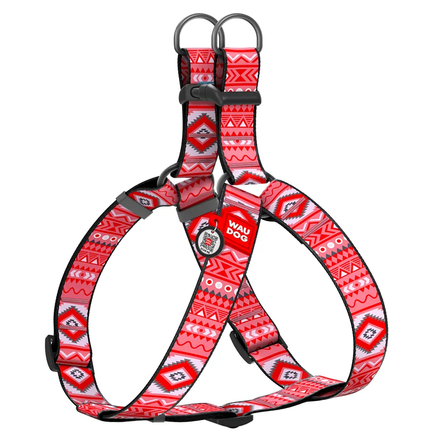 Шлея WAUDOG Nylon XL 35 мм червоний нейлон обхват шиї 70-100 см
