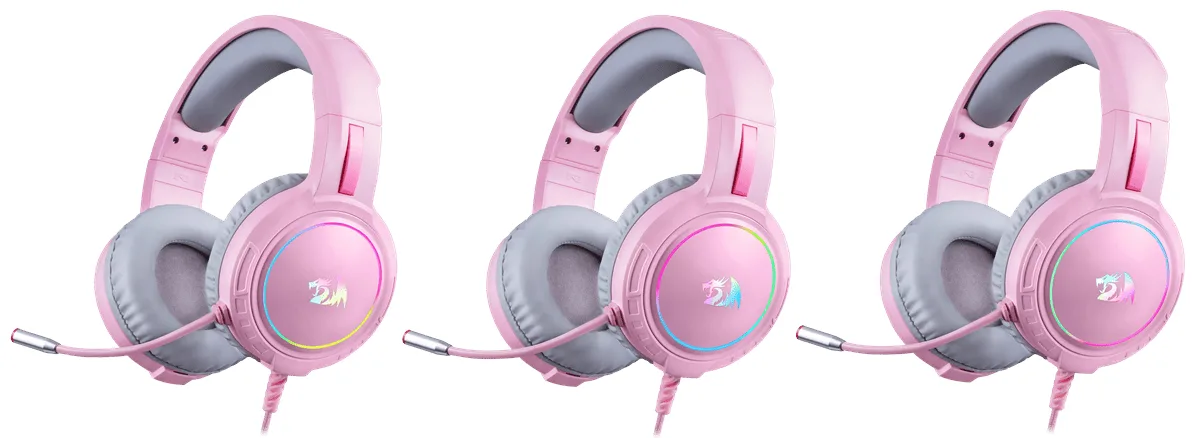 Гарнитура Redragon Пластик Провода 1,8 м Розовая RGB подсветка
