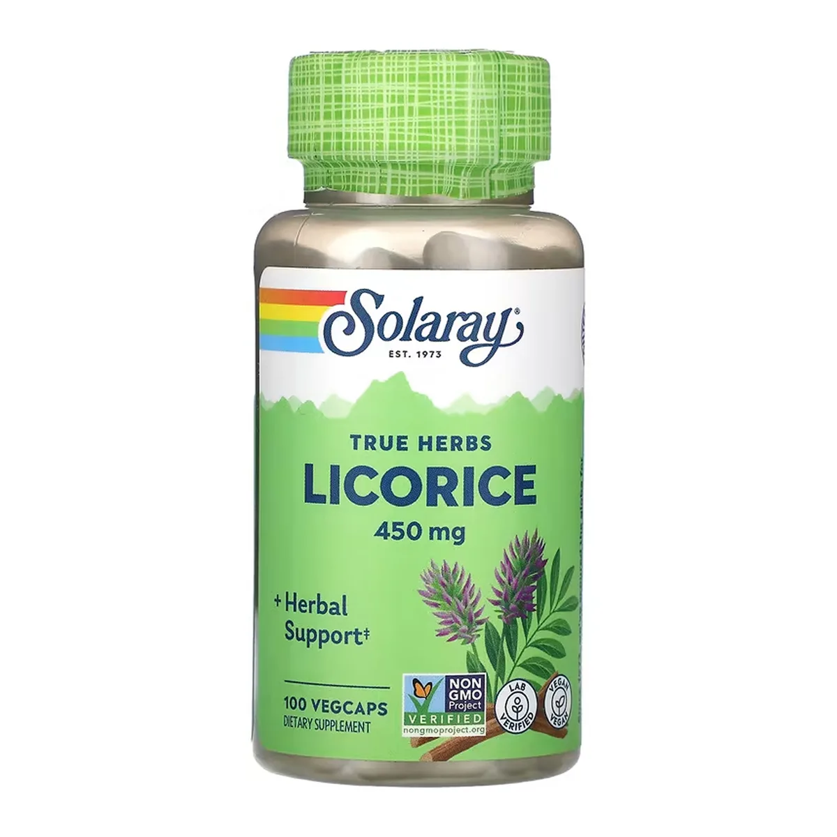 Корінь солодки Licorice 450mg 100 капсул веганський без ГМО Solaray