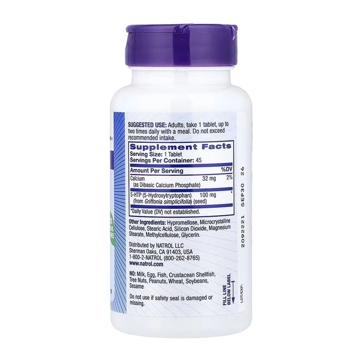 5-HTP 100 мг Natrol таблетки з контрольованим вивільненням 45 шт.