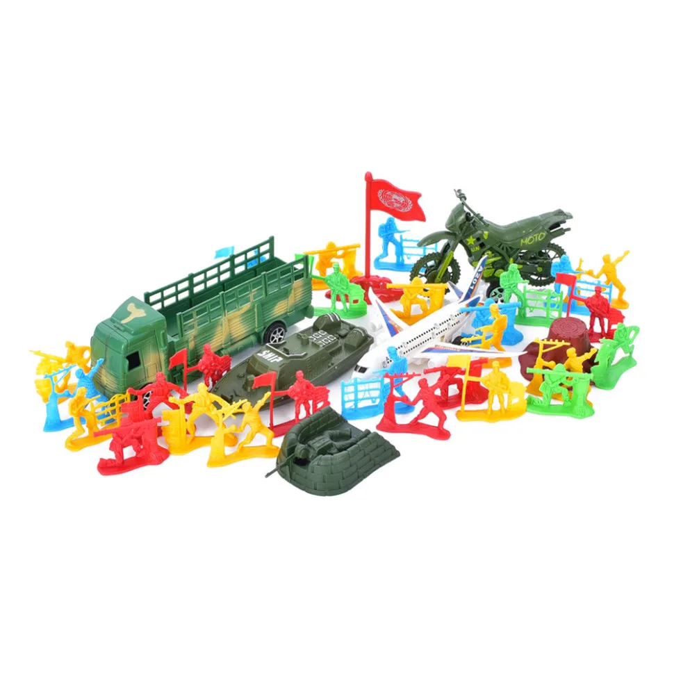 Игровой набор солдатиков Bambi пластиковые с военной техникой 20 см Зеленые
