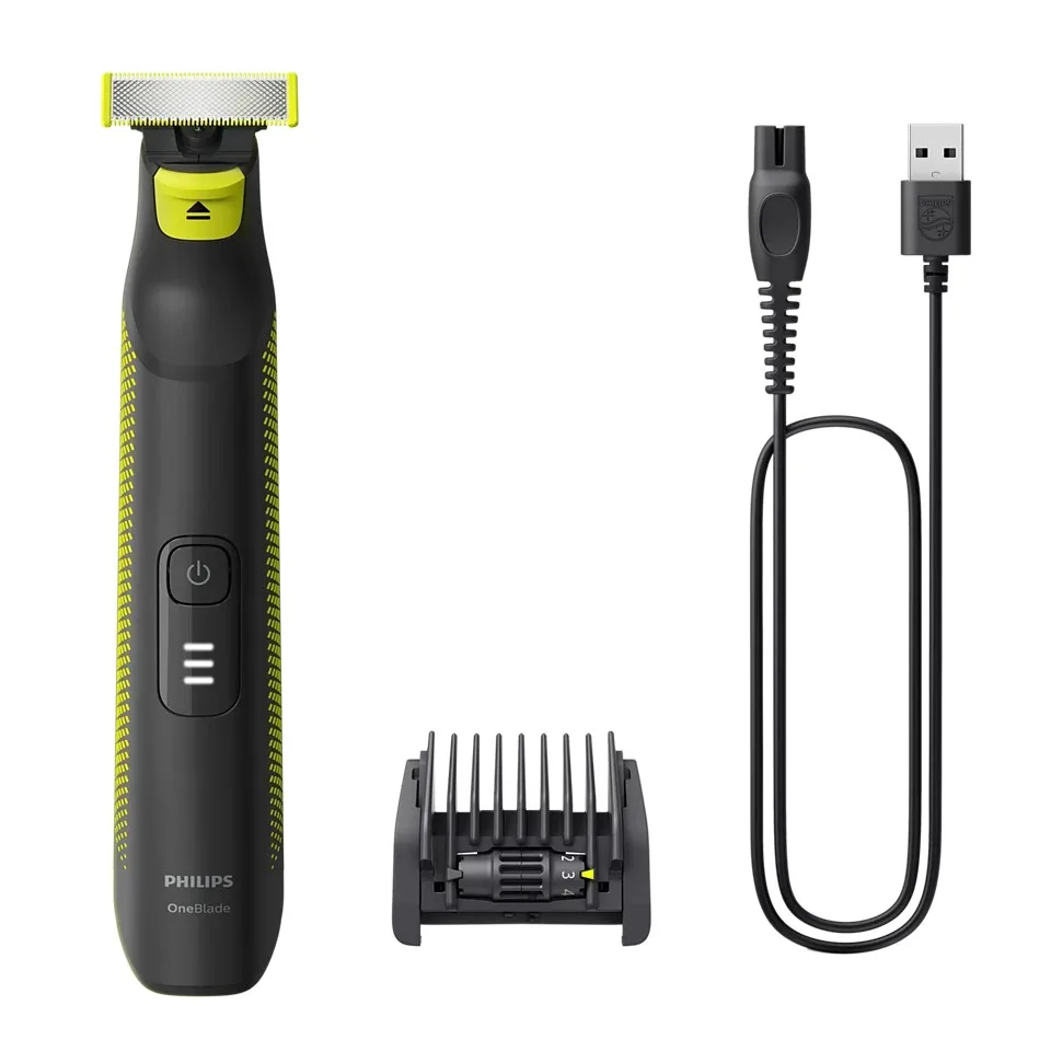 Електрична бритва Philips OneBlade Pro, Li-Ion, для сухого та вологого гоління, з індикатором заряду, чорного кольору.