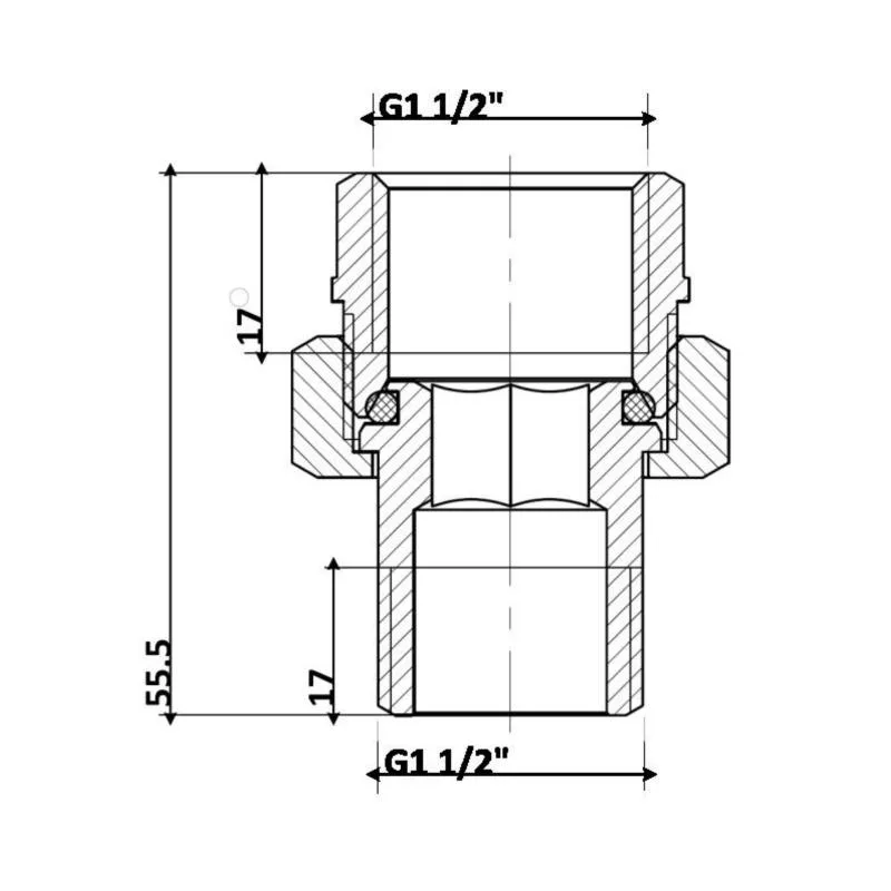 Згін-американка Thermo Alliance 1 1/2" нікель прямий для трубопроводів з'єднання сантехніка