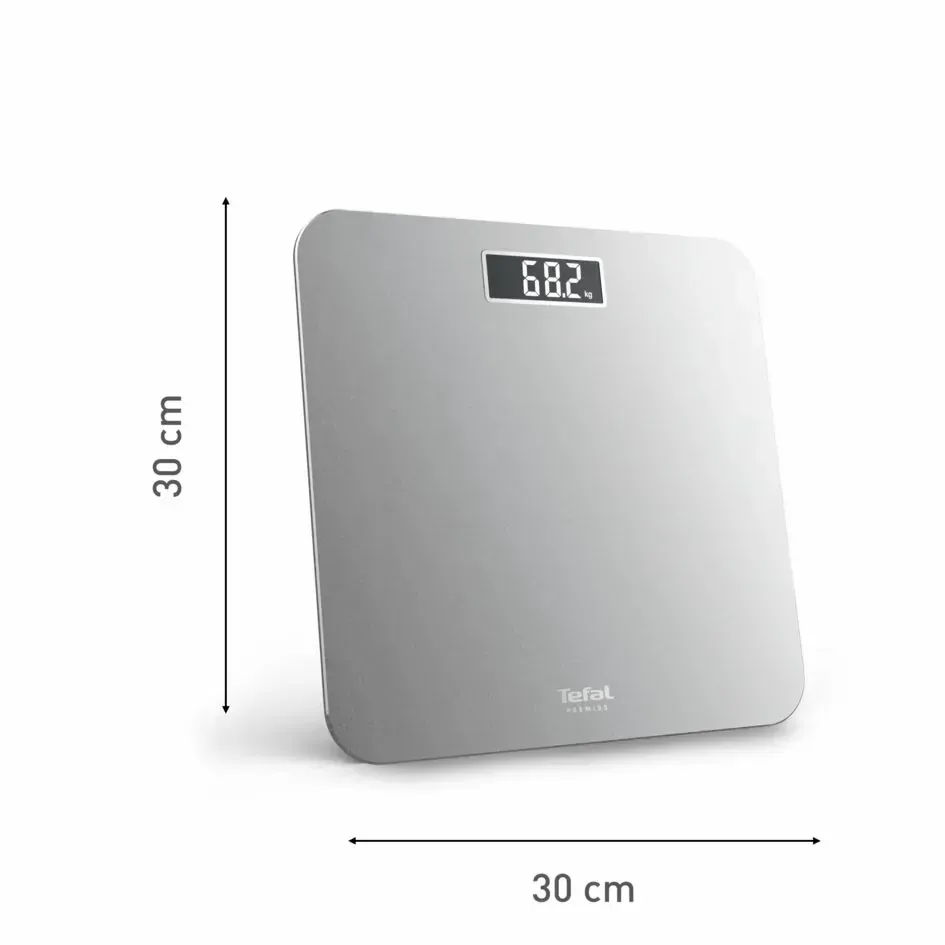 Ваги Tefal підлогові Premiss, 160 кг, AAAx2 в комплекті, скляні, сірого кольору.