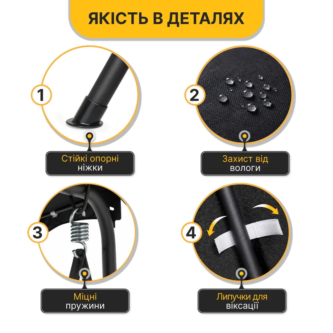 Качеля LEOBRO 3 местная черная с подушками 176х114 см