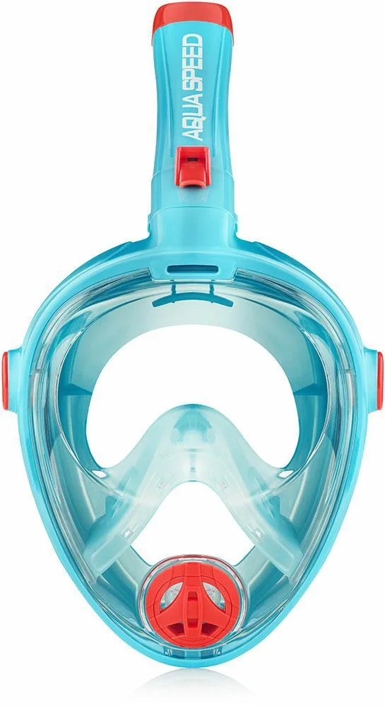 Повнолицьова маска AQUA SPEED силікон L бірюзова червона для дітей