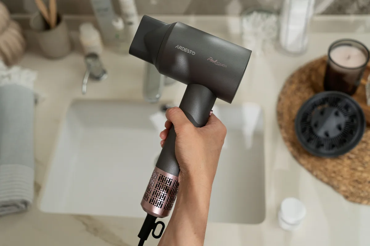 Фен ARDESTO Pink Touch 1600 Вт 2 швидкості 3 режими іонізація сіро-рожевий