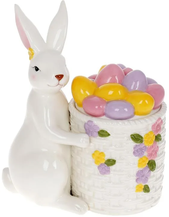 Банка для продуктів Bona кераміка 20х11,5х24 см біла Кролик