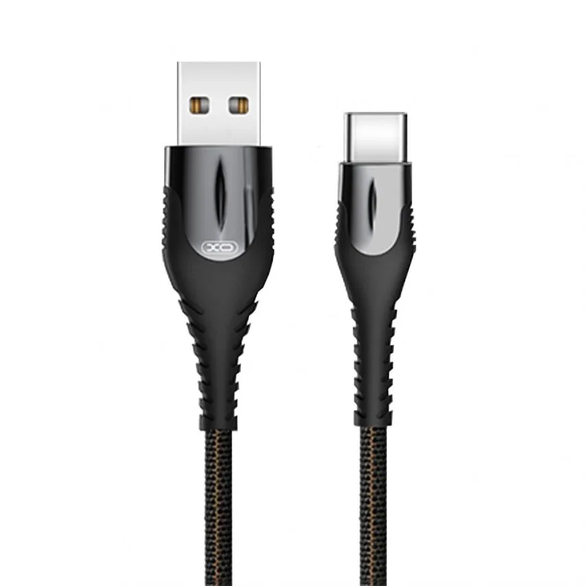 Кабель USB Type-C 1м тканинний чорний XO Quick Charge 2.4A