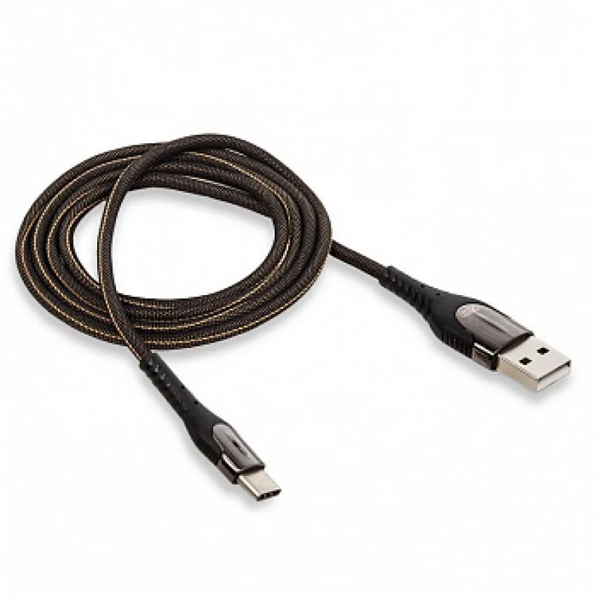 Кабель USB Type-C 1м тканинний чорний XO Quick Charge 2.4A