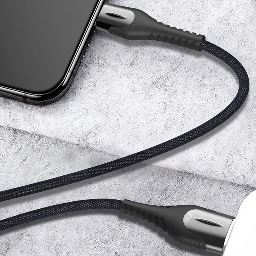 Кабель USB Type-C 1м тканинний чорний XO Quick Charge 2.4A