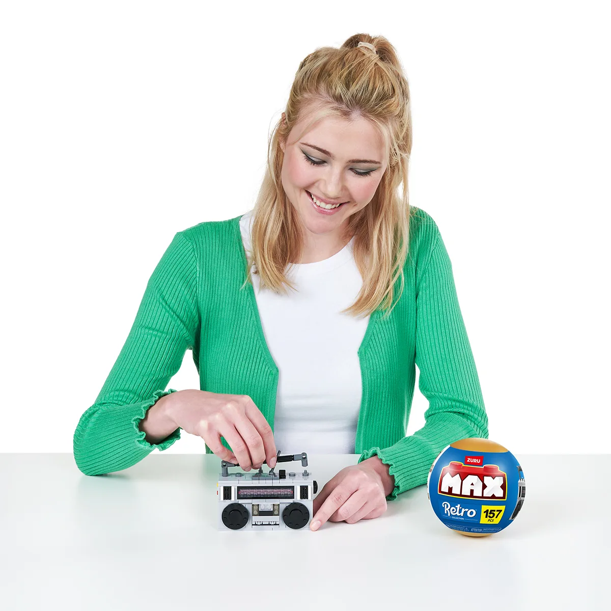 Конструктор Max полімерний 12,5х30х37,5 см серія Retro Касетний магнітофон 157 деталей