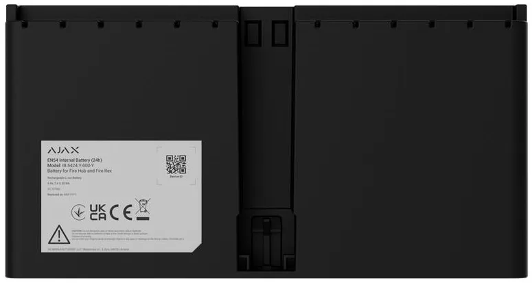 Акумулятор Ajax EN54 Internal Battery 24h black, для Ajax Fire Hub і Ajax Fire Rex, 24 год, EN54, чорний