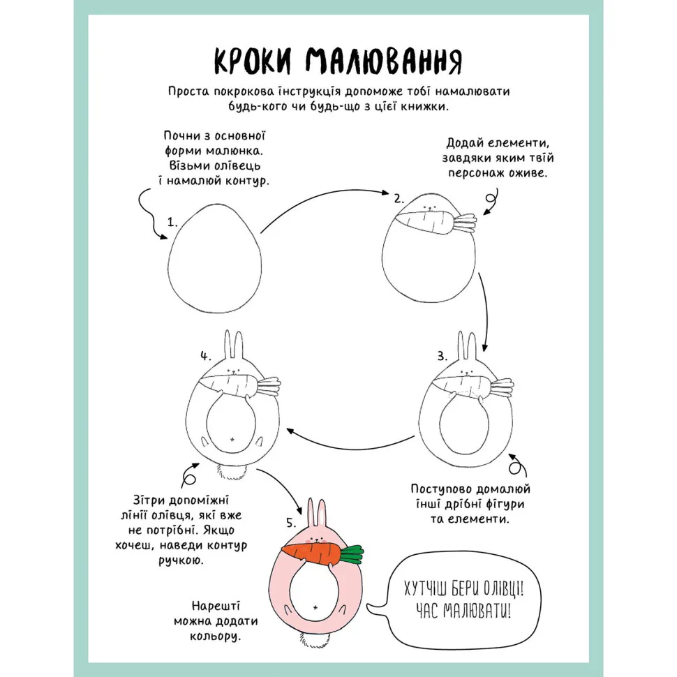 Книга для малювання Як намалювати кролика 64 сторінки папір 23х18 см різні кольори