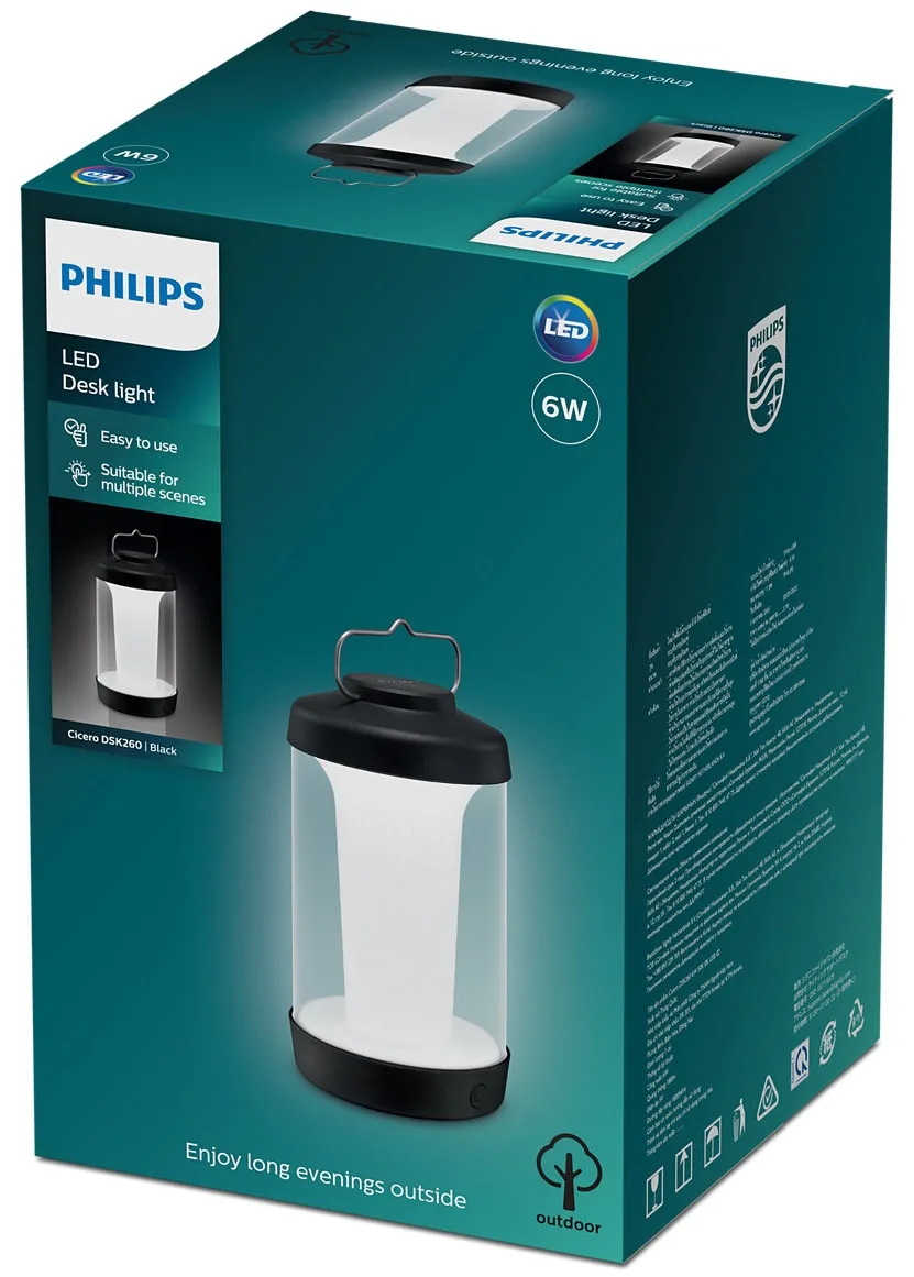 Ліхтар кемпінговий Philips акумуляторний 6Вт чорний IP54 180лм