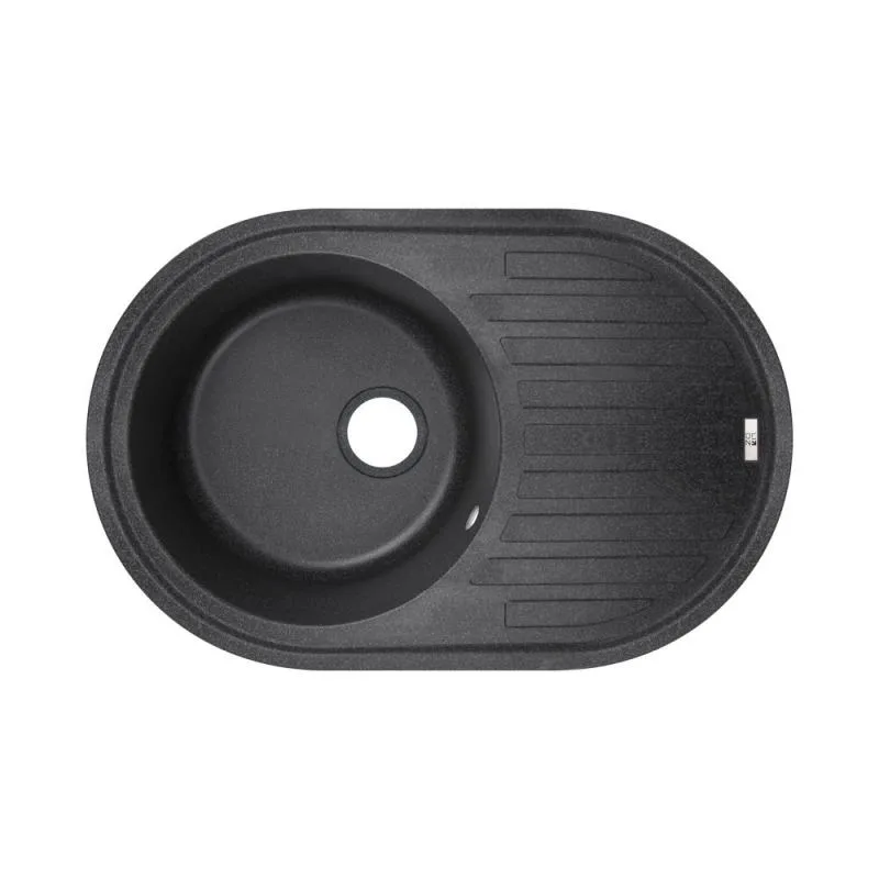 Кухонная мойка Lidz 780x500 черная искусственный камень овальная