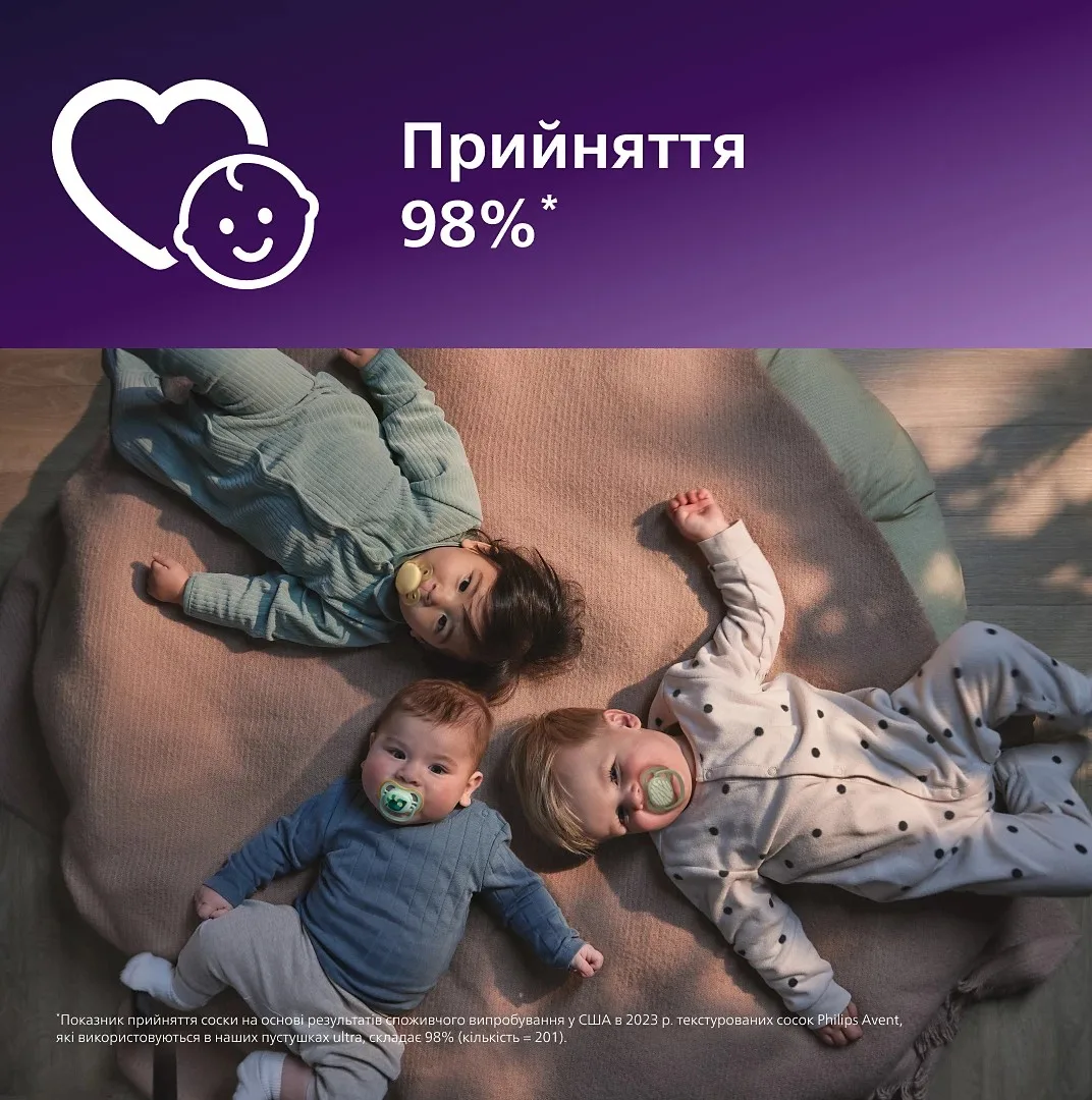 Пустушка  Avent  Ultra Air, 0-6 міс., 2 шт, дизайн для дівчат.