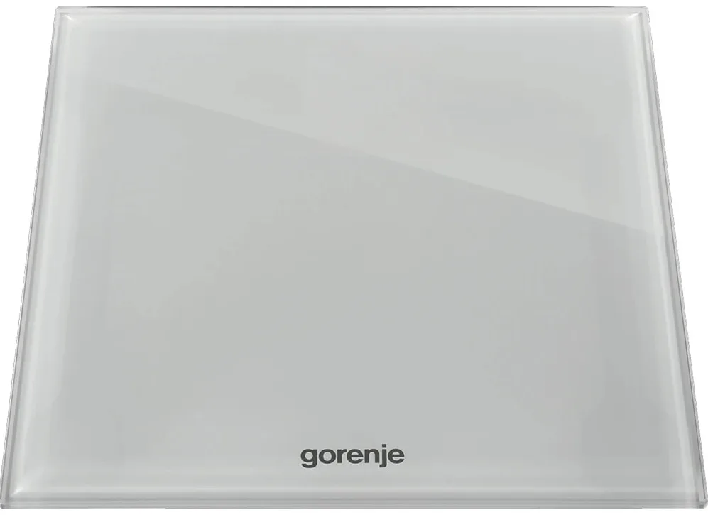 Ваги підлогові Gorenje, 180 кг, з цифровим дисплеєм, скляний корпус, білий колір.