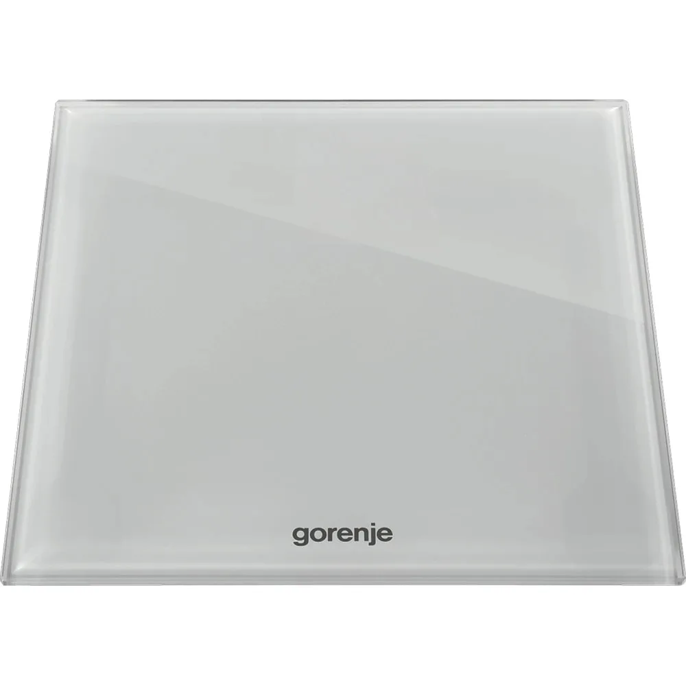 Ваги підлогові Gorenje, 180 кг, з цифровим дисплеєм, скляний корпус, білий колір.