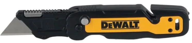 Складний трапецієподібний будівельний ніж DeWALT з фіксованим лезом, пластиковий корпус, 82 мм.