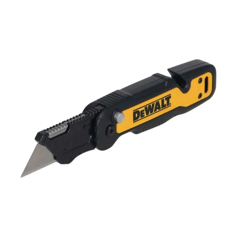 Складний трапецієподібний будівельний ніж DeWALT з фіксованим лезом, пластиковий корпус, 82 мм.