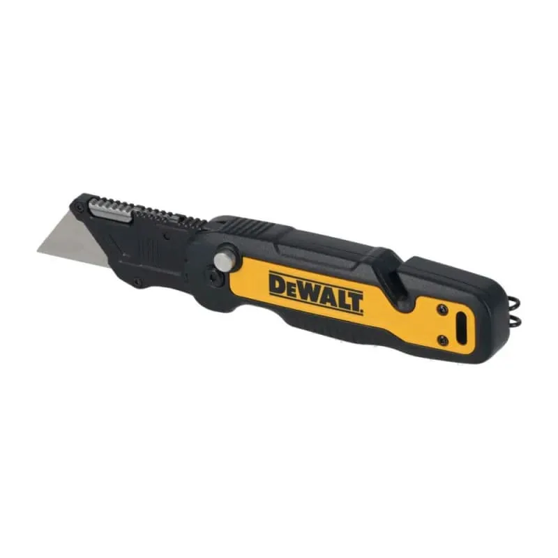 Складний трапецієподібний будівельний ніж DeWALT з фіксованим лезом, пластиковий корпус, 82 мм.