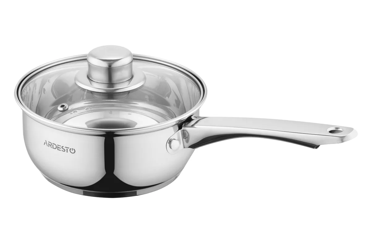 Каструля з прозорою кришкою ARDESTO Gemini Gourmet Aosta, 1.2л, з нержавіючої сталі.