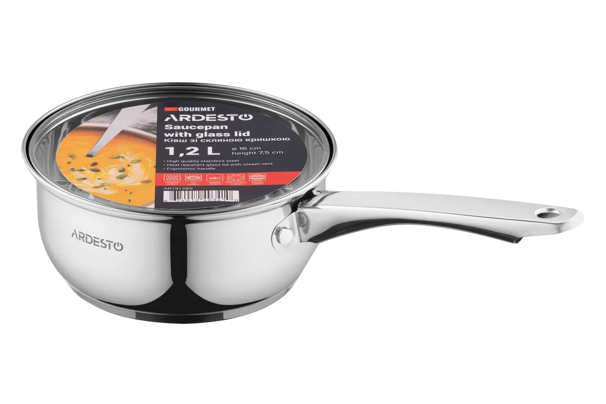Кастрюля с прозрачной крышкой ARDESTO Gemini Gourmet Aosta, 12л, из нержавеющей стали