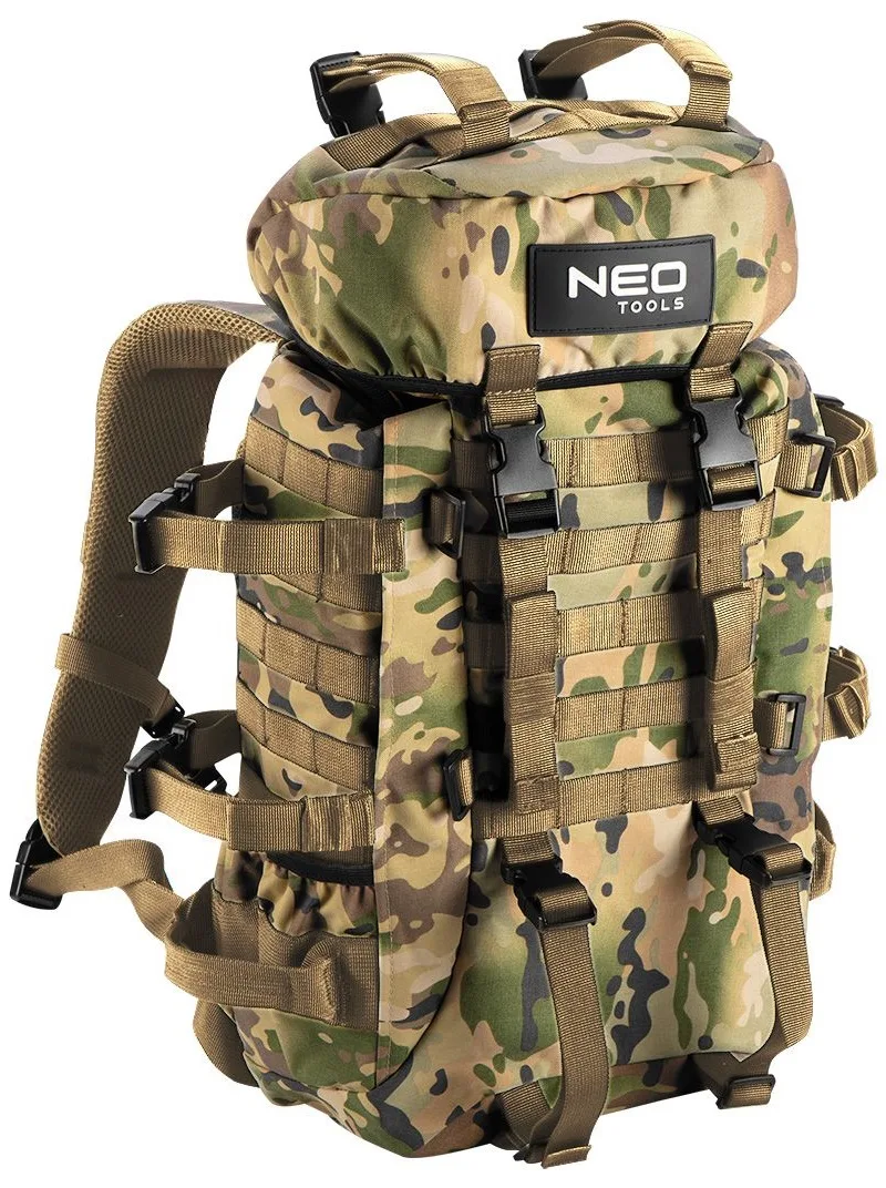 Рюкзак Neo Tools, 30 л, з поліестеру 600D, з регульованими ременями та ручками, камуфляжний.