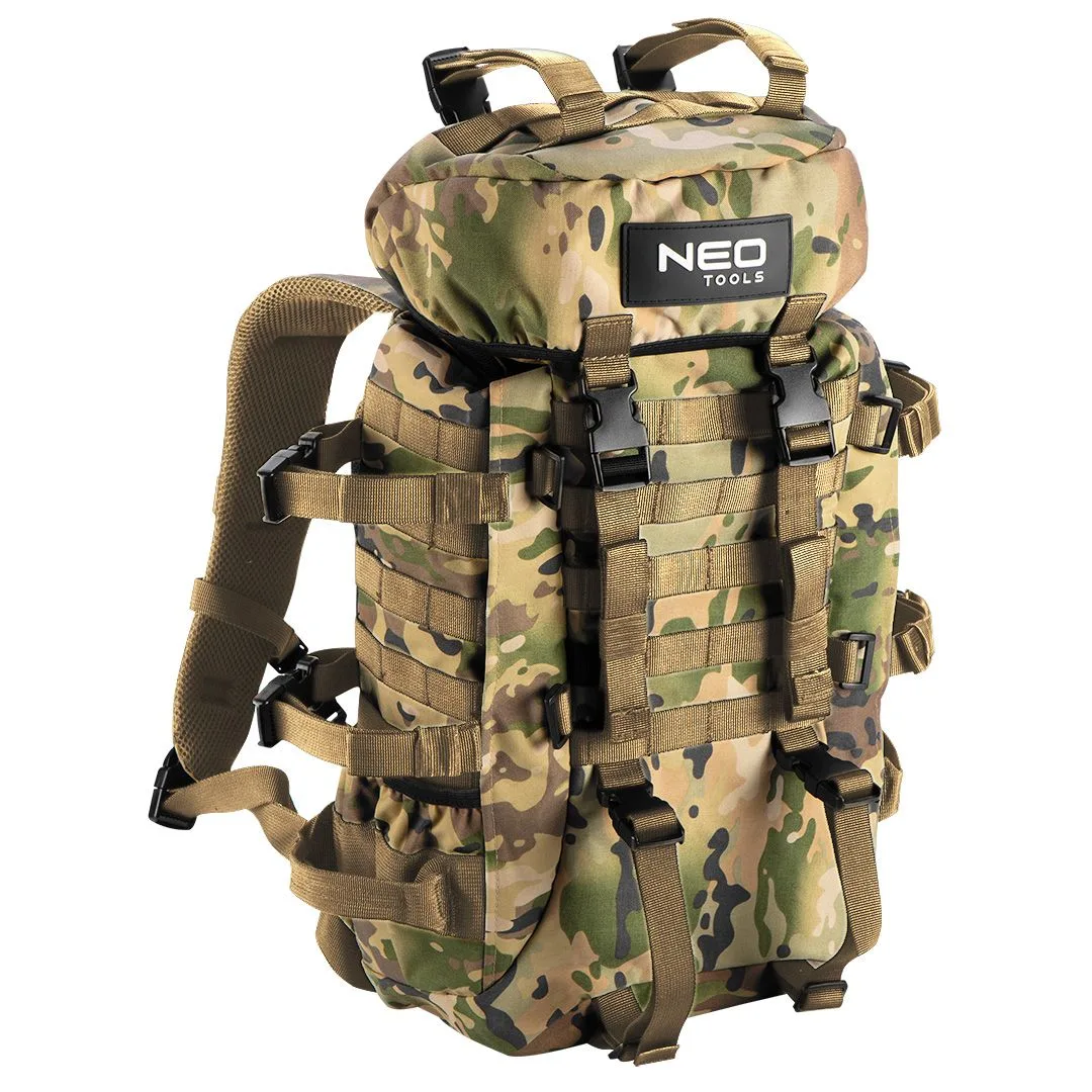 Рюкзак Neo Tools, 30 л, з поліестеру 600D, з регульованими ременями та ручками, камуфляжний.