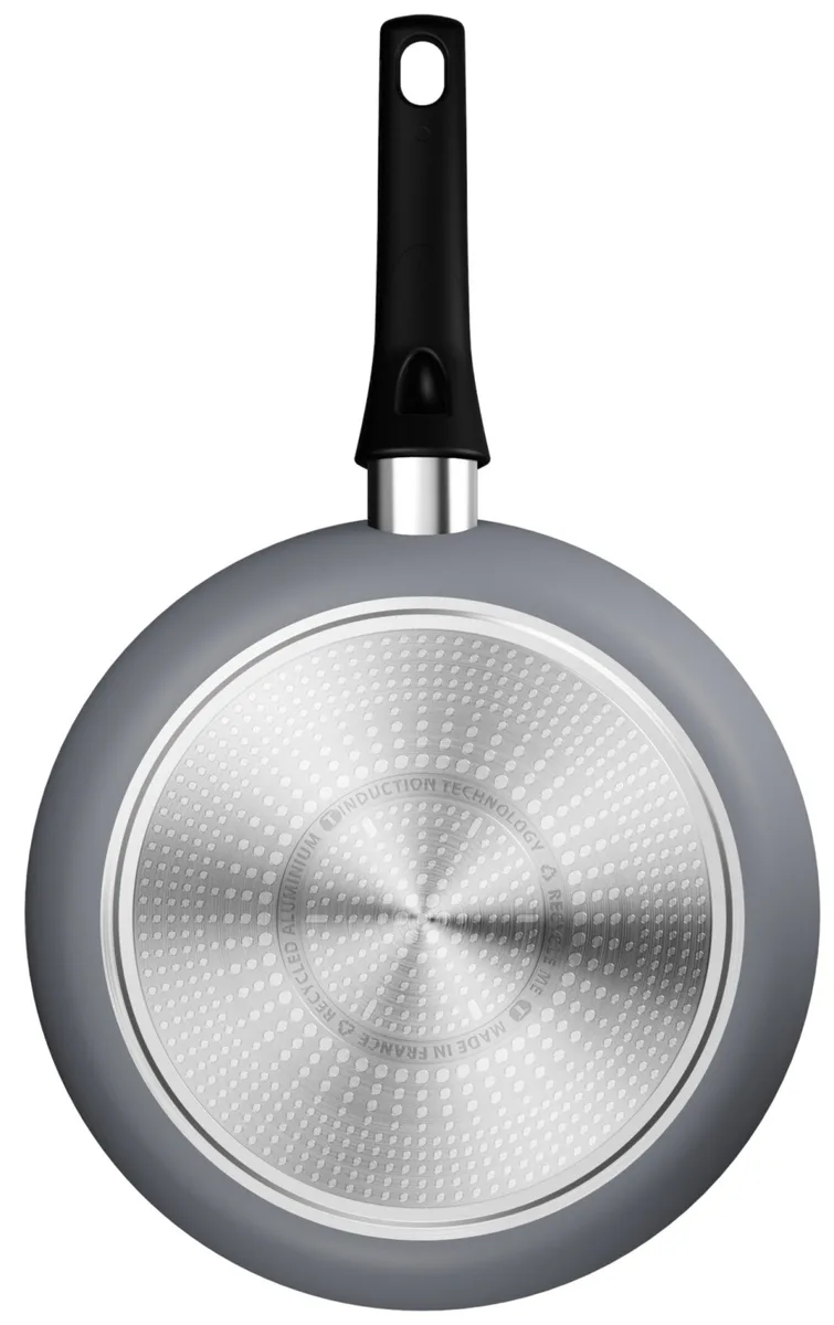 Сковорода Tefal Halo, діаметр 28 см, алюмінієва, з бакелітовою ручкою, сірого кольору.