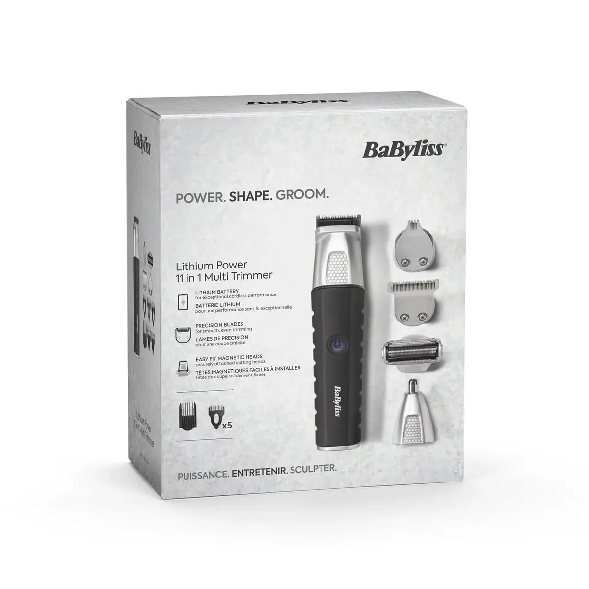 Набір для стрижки Babyliss Lithium Power: для бороди, вусів, голови, носа та тіла, акумуляторний, з вібраційним мотором.